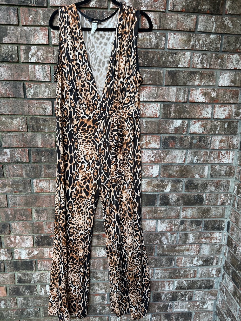 cameo Leopard Print Sleeveless Jumpsuit in Brown and Black